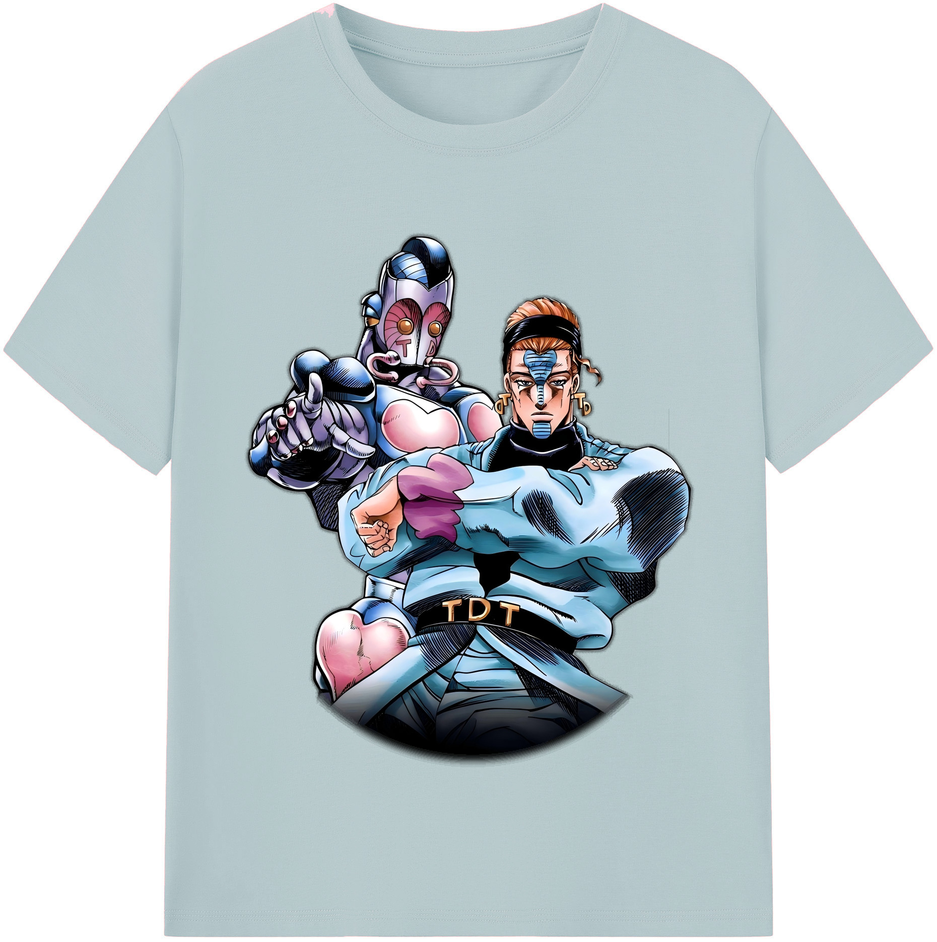 （画像用） ジョジョの奇妙な冒険 ひがしかた じょうすけ JoJo's Bizarre Adventure Higashikata Josuke 綿100％半袖Tシャツ（フロントプリント）